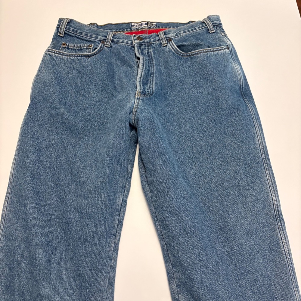 Gap Loose Fit Jeans Mens 34x27 Blue Fleece Lined Medium Wash Denim Button Fly